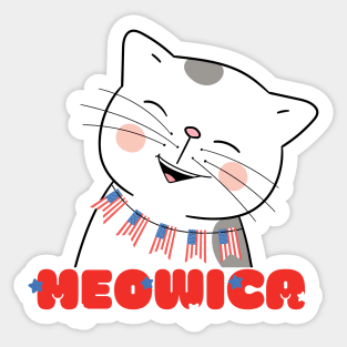 Meowica Cute Cat 4th of July Sticker